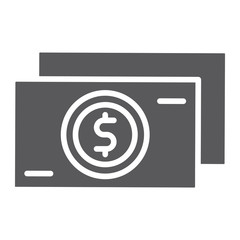 Cash glyph icon, currency and finance, money sign, vector graphics, a solid pattern on a white background.