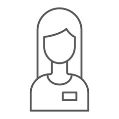 Assistance thin line icon, service and help, operator sign, vector graphics, a linear pattern on a white background.