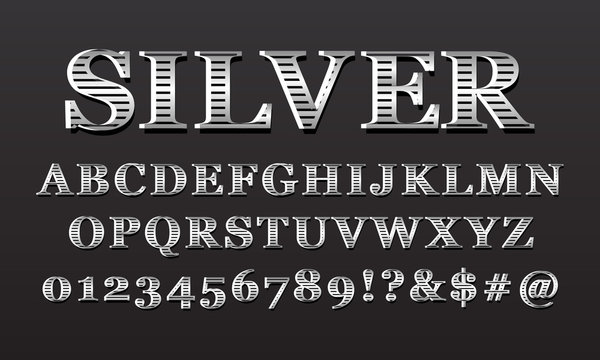 Set of vintage elegant metal alphabet font
