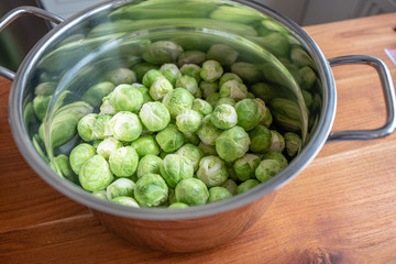 fresh prepared brussels sprout ready for cooking