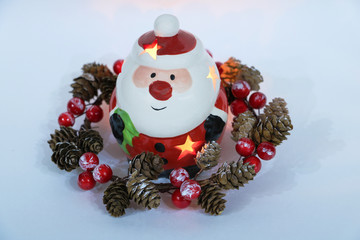 bright and funny christmas candlesticks isolated on white background