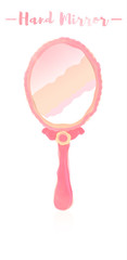 Pink watercolored blue gray painting vector illustration of an hand mirror.