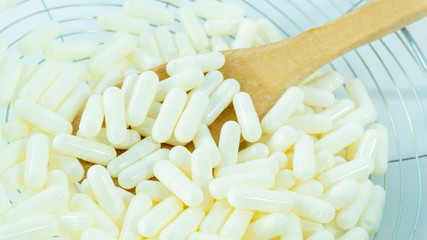 Medical pill make a portion like cooking of food concept