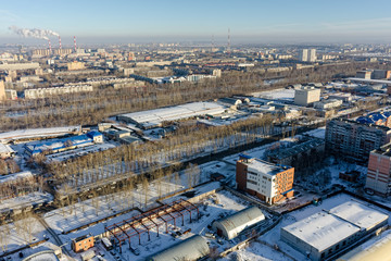 Obraz premium Bird eye view on 30 Let Pobedy street. Tyumen. Russia