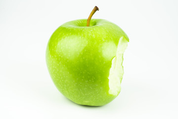 ripe green apple on black background
