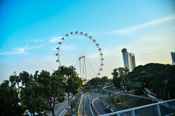 Marina Bay Waterfront in Singapore, featuring Marina Bay Sands, lotus-shaped ArtScience Museum and Helix Bridge