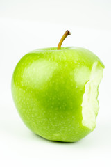 ripe green apple on black background
