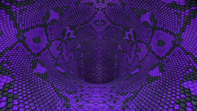 snakeskin wormhole funnel tunnel flight seamless loop animation background new quality vintage style cool nice beautiful 4k stock video footage