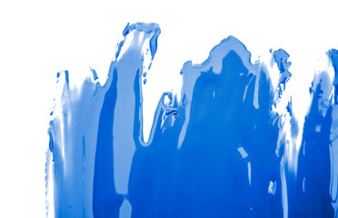 blue paint brush spot stroke on white 