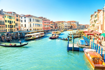Fototapeta na wymiar Grand canal in Venice - city travel landscape with boats and gondola