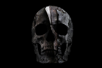 Broken wall in the skull isolated on a black background