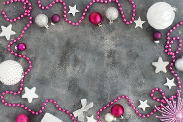 Silver and pink Christmas decorations