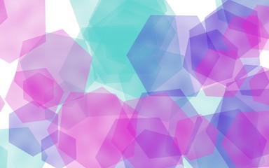Obraz premium Multicolored translucent hexagons on white background. Pink tones. 3D illustration