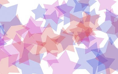 Obraz premium Multicolored translucent stars on a white background. Pink tones. 3D illustration