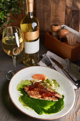 Grilled white fish fillet with roasted cauliflower