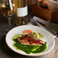 Grilled white fish fillet with roasted cauliflower