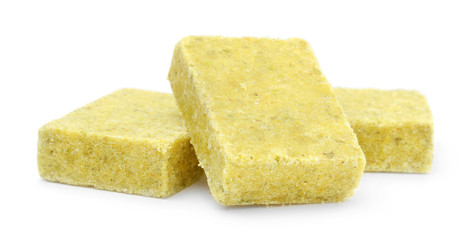 Bouillon cubes isolated on white background