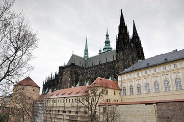 Fototapeta na wymiar old cathedral and castle, city Prague, Czech republic, Europe