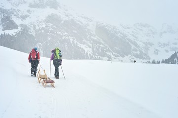 Slittino in Val di Funes, Dolomiti