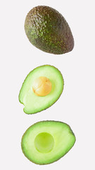 Fresh avocado set isolated white background