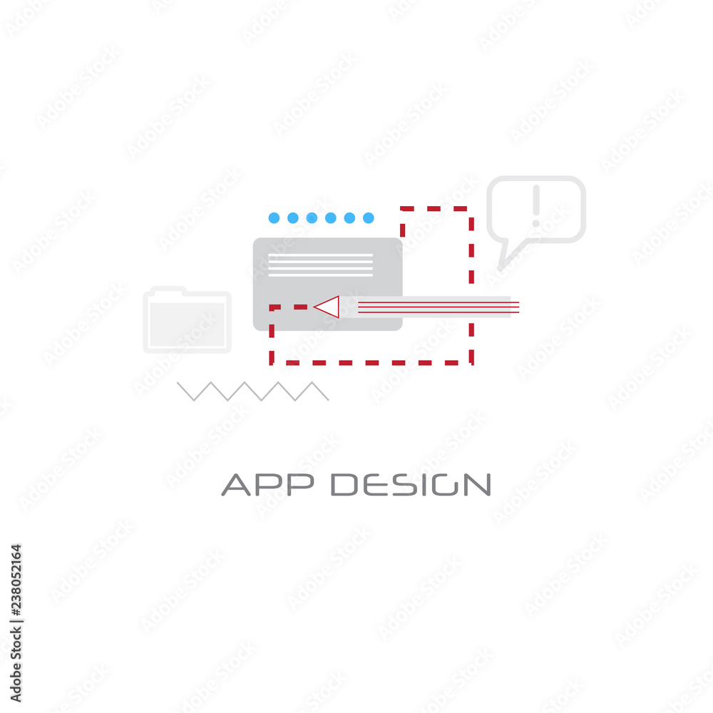 Poster application graphic development interface app design concept line style isolated