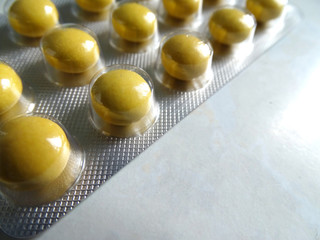 Blister Pill Pack of Yellow Tablets