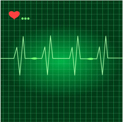 heart sign graph or pulse sign on device screen.