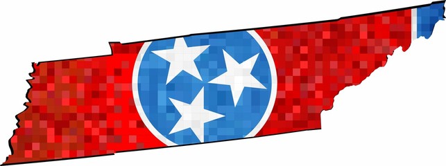 Grunge Tennessee map with flag inside - Illustration, 
Map of Tennessee vector,  
Abstract grunge mosaic flag of Tennessee