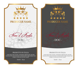 Set of Wine Label Five Stars