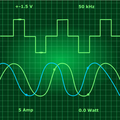 Pure sine wave show on green monitor.