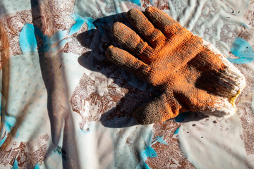 Garden gloves close up with copy space