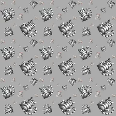 Geschenkpapier, Tapete, Hintergrund, Vorlage nahtloses Muster, seamless pattern, Katzen und Mäuse, Illustration von Kathrin Schwertner  © Carola Vahldiek