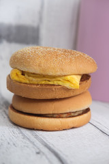 Sandwich muffin and pork burger