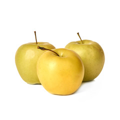 Ripe yellow apple isolated on white background