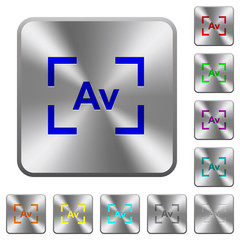 Camera aperture value mode rounded square steel buttons