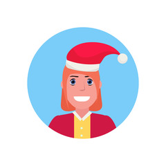 woman face avatar happy new year merry christmas concept female cartoon character portrait isolated