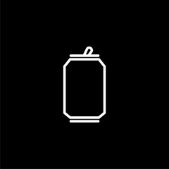 Can soda drink icon or logo, Aluminum beer can on dark background