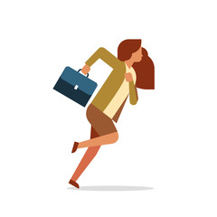 businesswoman running hold briefcase female office worker business woman cartoon character full length flat isolated