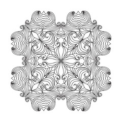 decorative black and white mandala tile isolated on white
