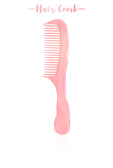 Pink watercolored painting vector illustration of a beauty utensil hand hair comb.