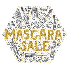 Mascara sale. Poster vector illustration