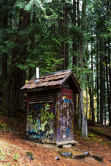 outhouse in the mountains