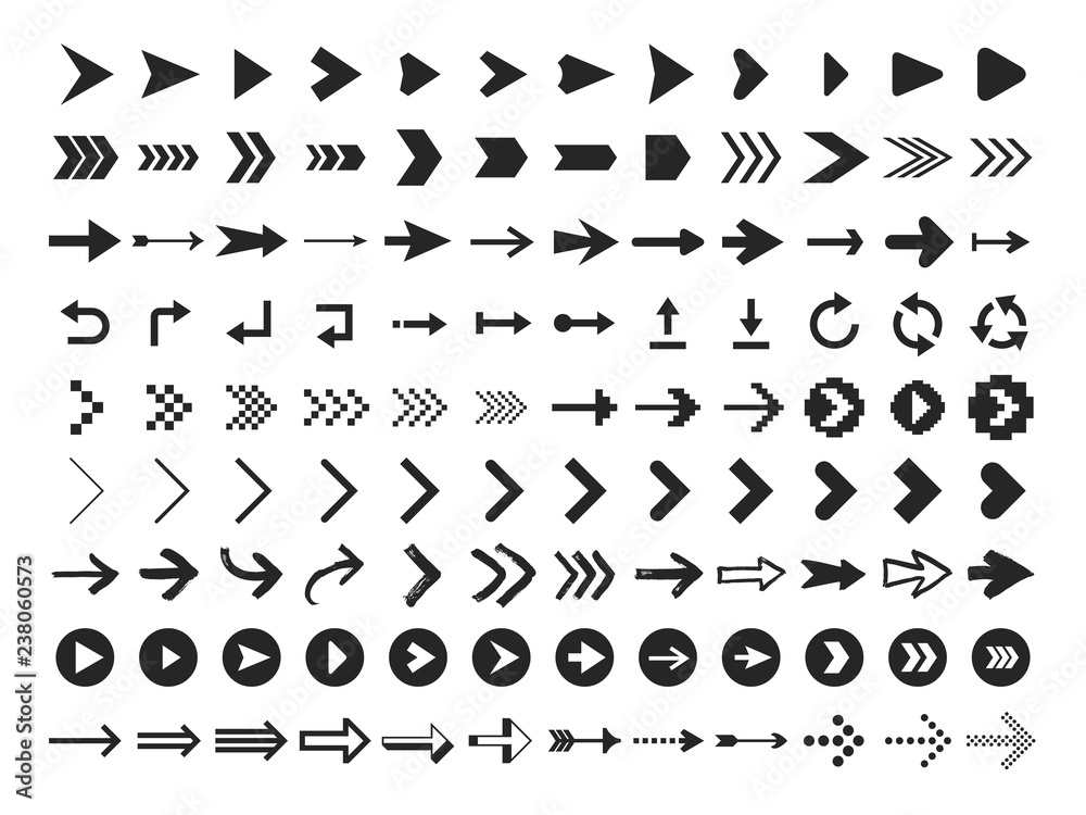 Poster arrow icon. infographic arrows sign, next or back web button and right pointer vector silhouette ico