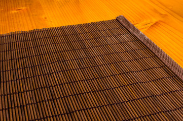 bamboo Mat - stand food, close-up, wooden background