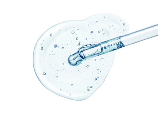 Liquid gel or serum on a screen of microscope 