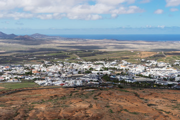 Fototapeta premium Top view on Teguise city from Castle hill. Lanzarote. Canary islands. Spain