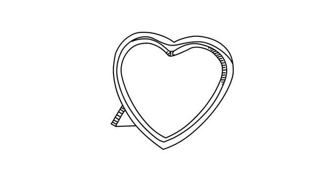Animation of a photo frame in the form of a heart on a white background
