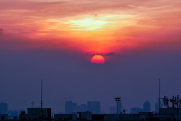 Fototapeta premium Large sunset background in summer