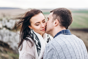 Fototapeta premium Romantic happy couple enjoy spending time together outdoor.