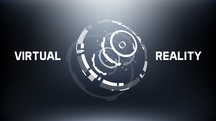 3D Futuristic Technology Circle Elements Design. Landing Page, Big Data, Virtual Reality, Artificial Intelligence, Hologram Screen, Science Fiction, Security System. Vector EPS 10 Illustration